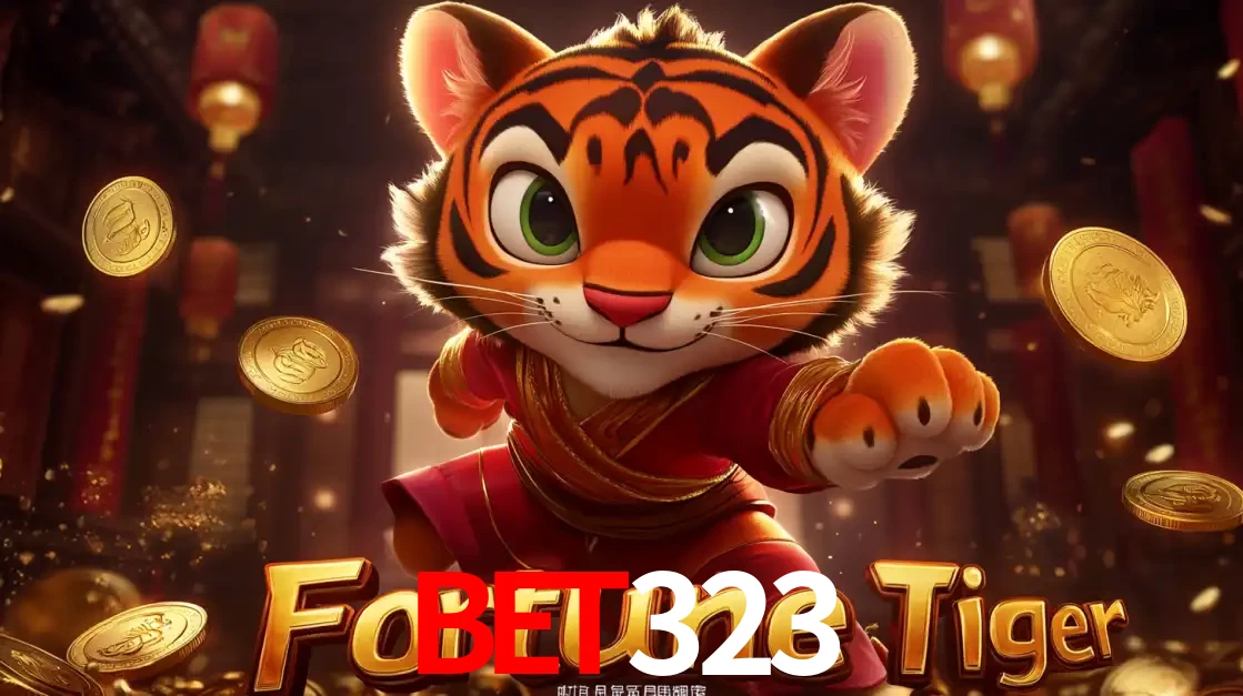 O carismático mascote do jogo de slot Fortune Tiger, um tigre fofo em pose de artes marciais, pronto para trazer sorte e multiplicadores de ganhos no cassino online bet323.