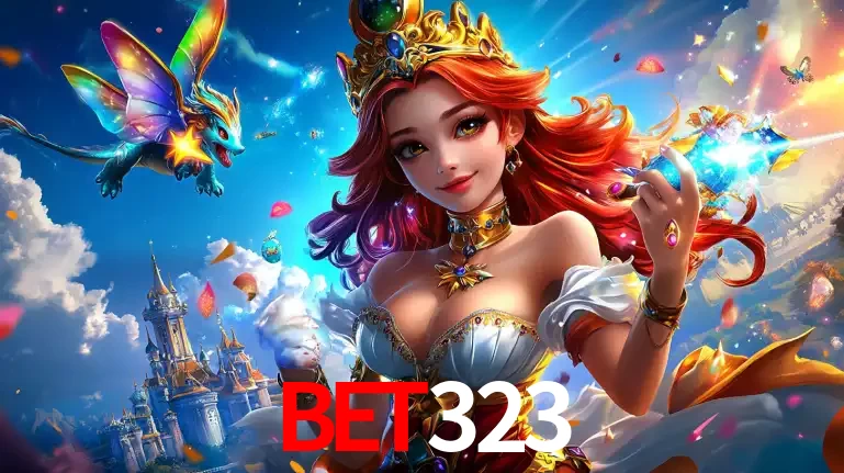 A princesa de um reino de fantasia mágico, com seu pequeno dragão, apresentando um mundo de prêmios encantados nos jogos de caça-níqueis do cassino bet323.